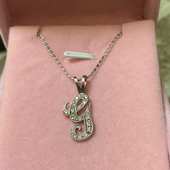 GENUINE DIAMONDS Pendant Charm Initial G Solid 14KT Gold - Picture 3 of 8